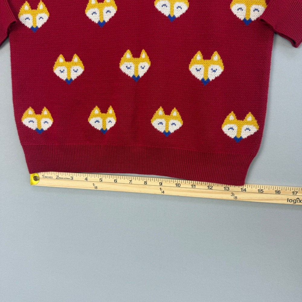 ModCloth Whimsical Fox Face Sweater Intarsia Knit Retro Critter 100% Cotton Sz S - Picture 7 of 12